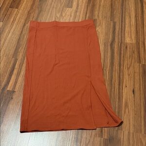 LOFT Soft Ribbed Midi Slit Skirt